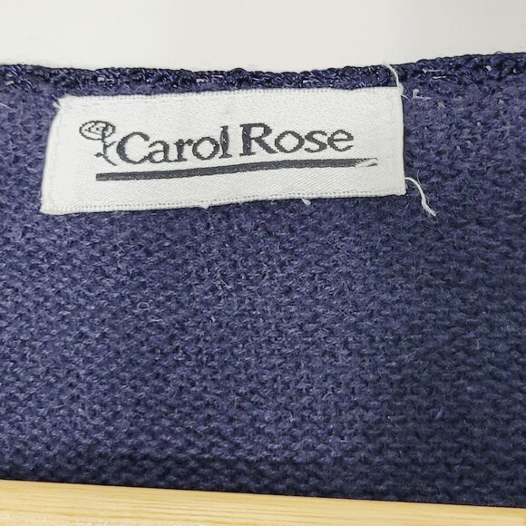 Carol Rose Vintage Navy Blue Knit Cardigan Floral Embroidery Grandma Cottagecore - Picture 9 of 12